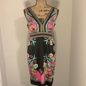 NWT Beige by ECI Satin Scarf Print Dress Size 4